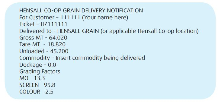 Grain ticket